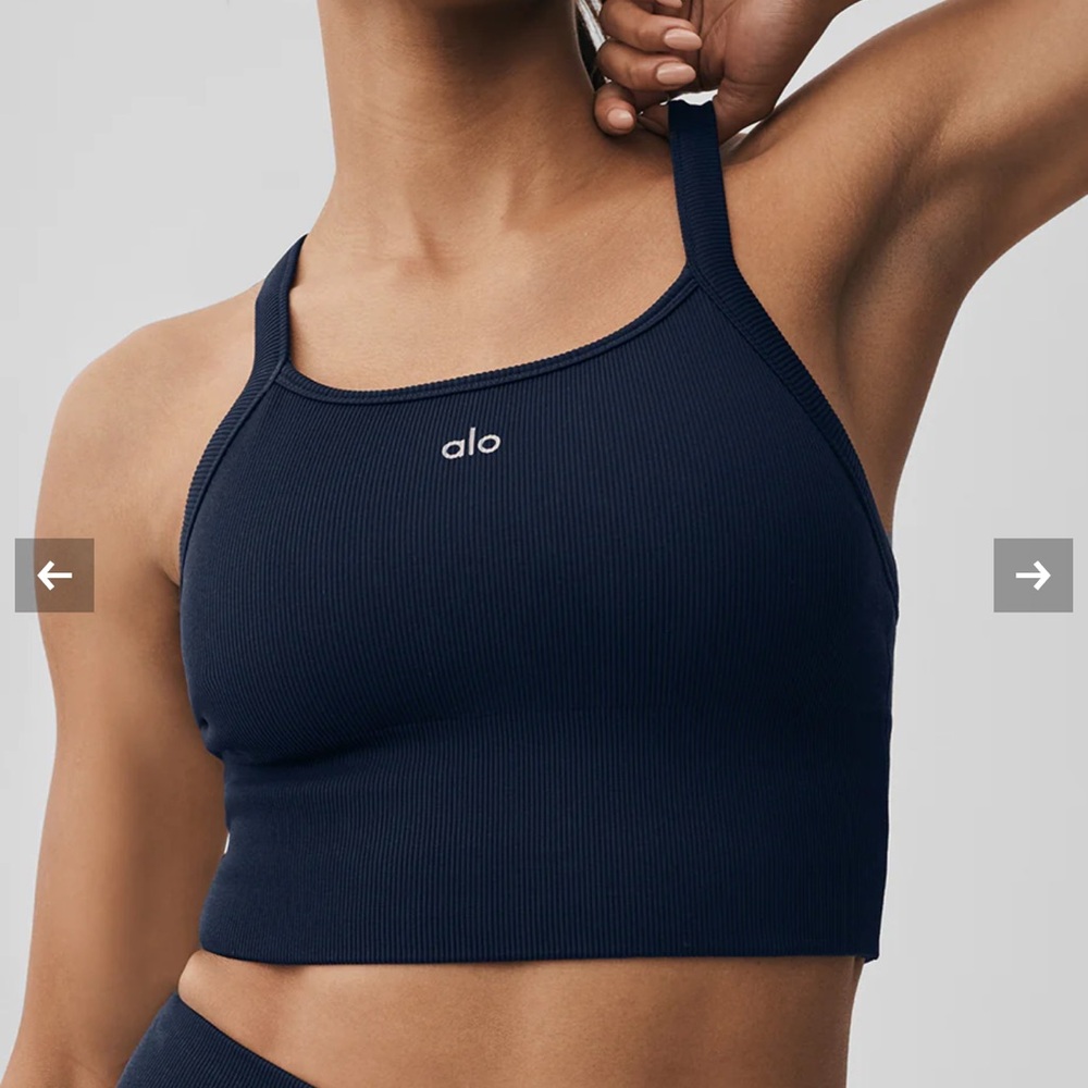 Alo Women’s Seamless Ribbed Favorite Bra Tank Navy